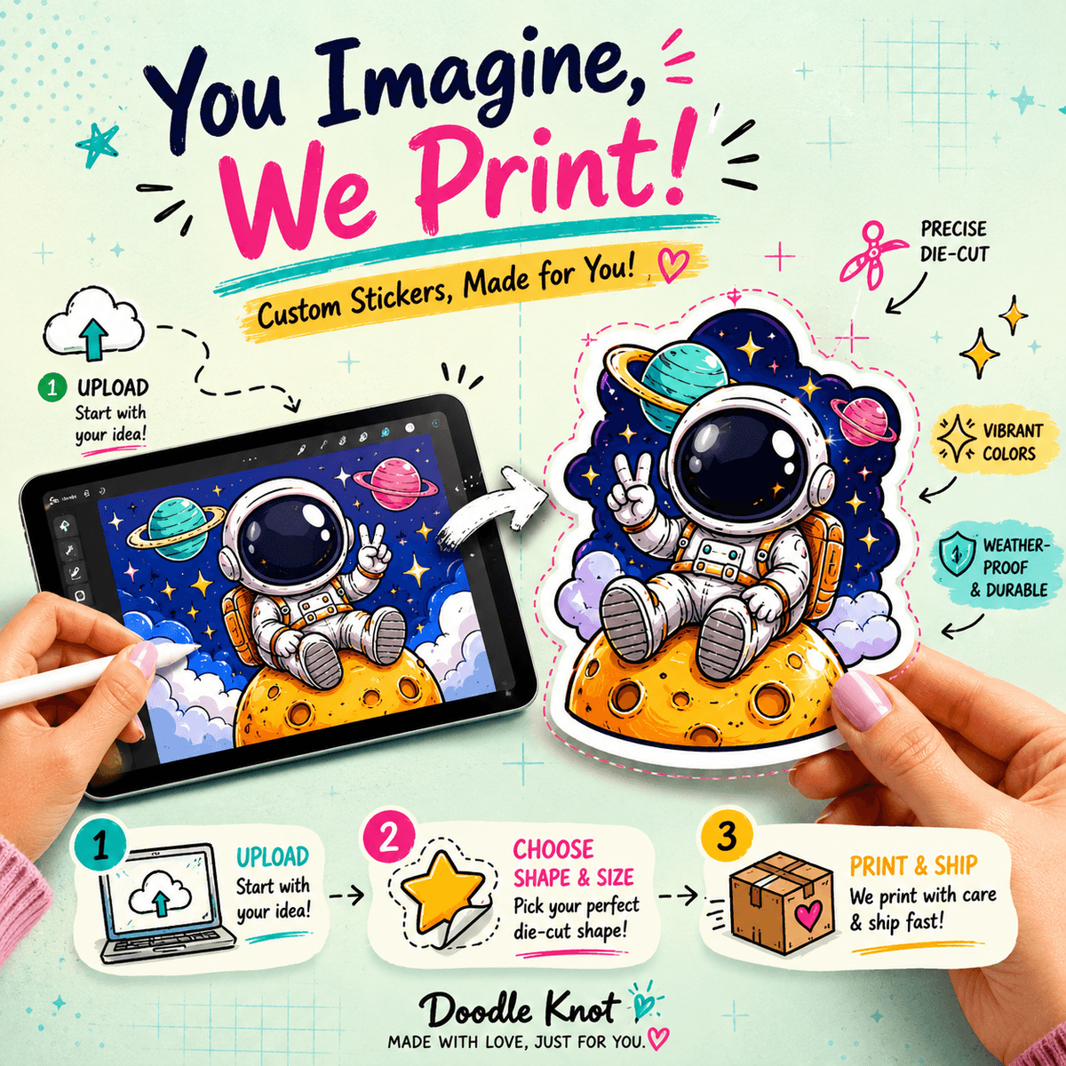 Custom stickers made by Doodle Knot