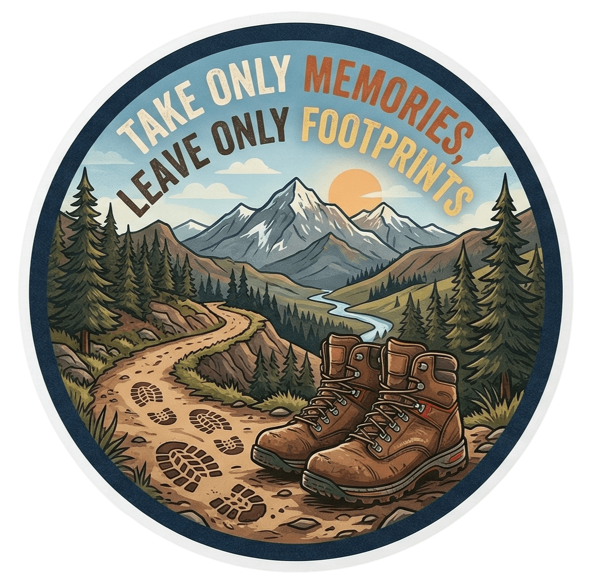 Take Only Memories, Leave Only Footprints – Hiking Adventure Sticker