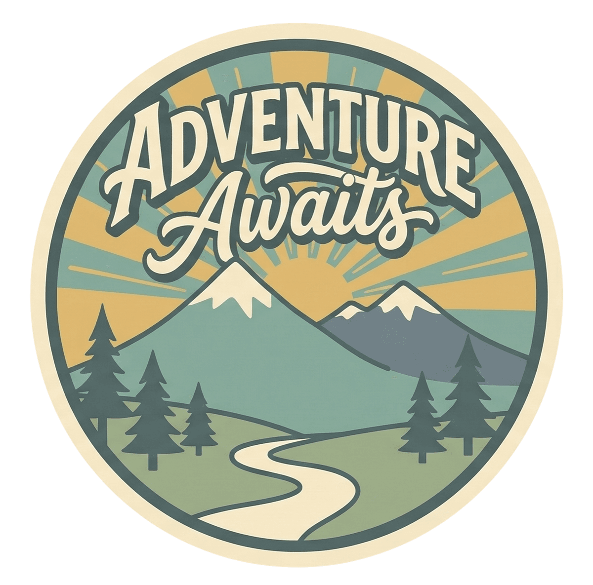 Adventure Awaits Vintage Mountain Travel Sticker