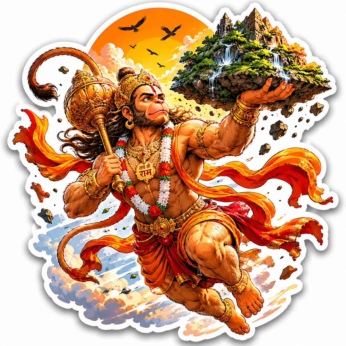 Hanuman Carrying the Sanjeevani Mountain Sticker