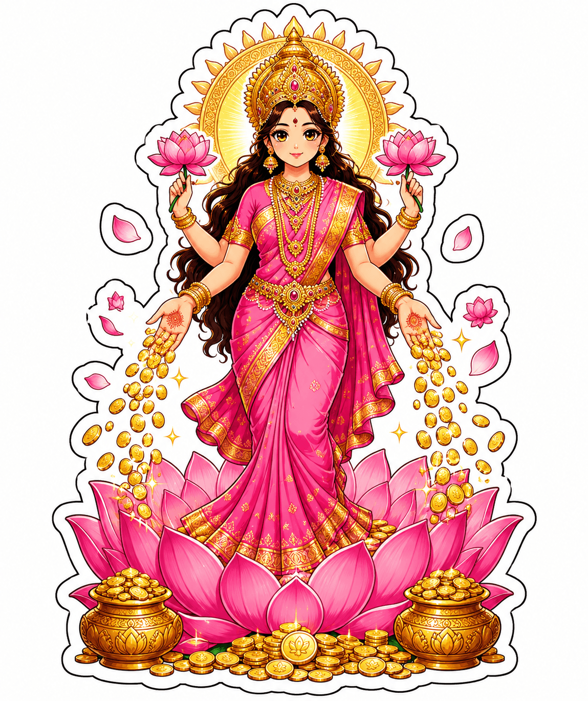 Maa Lakshmi Lotus Blessings Vinyl Sticker