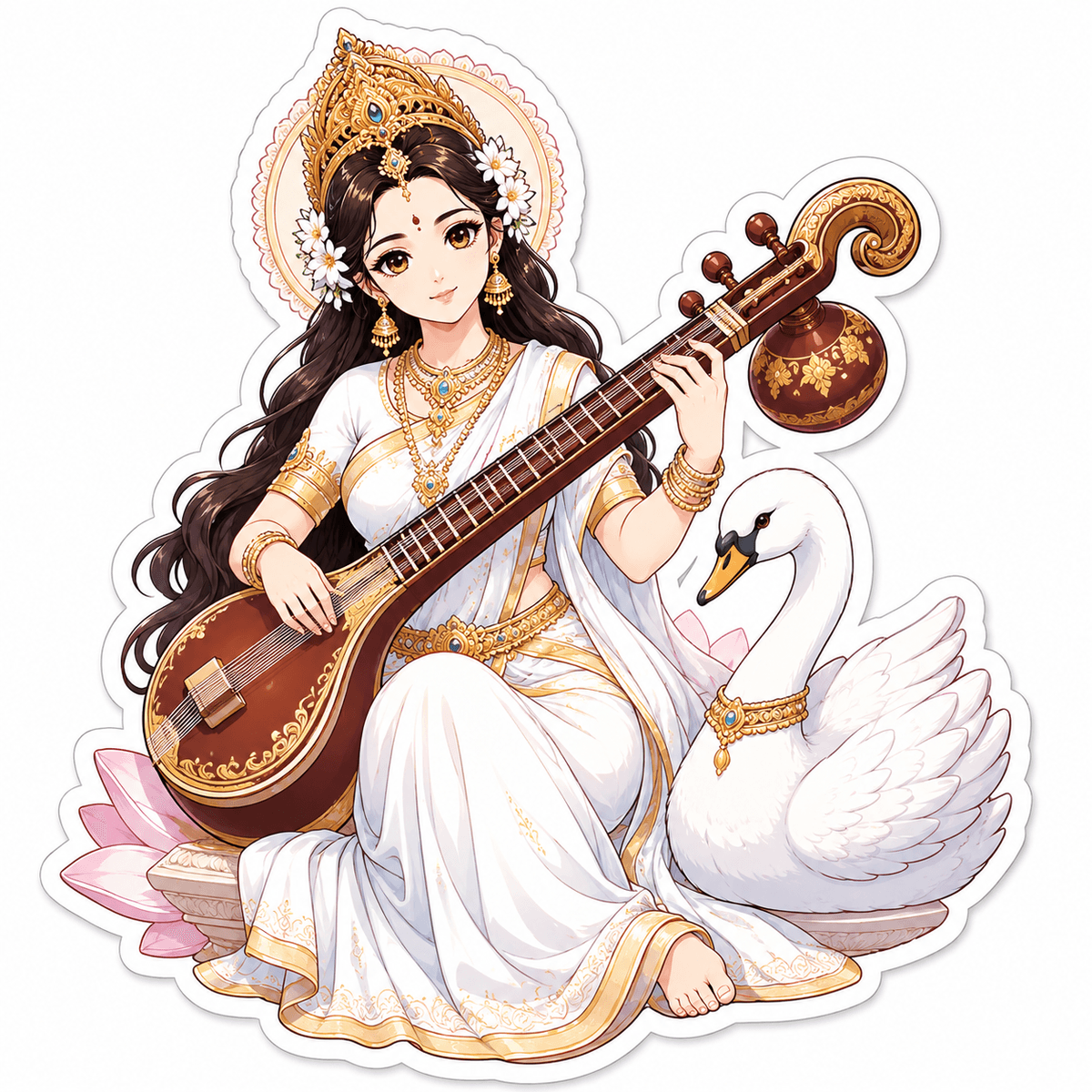 Maa Saraswati Veena Sticker
