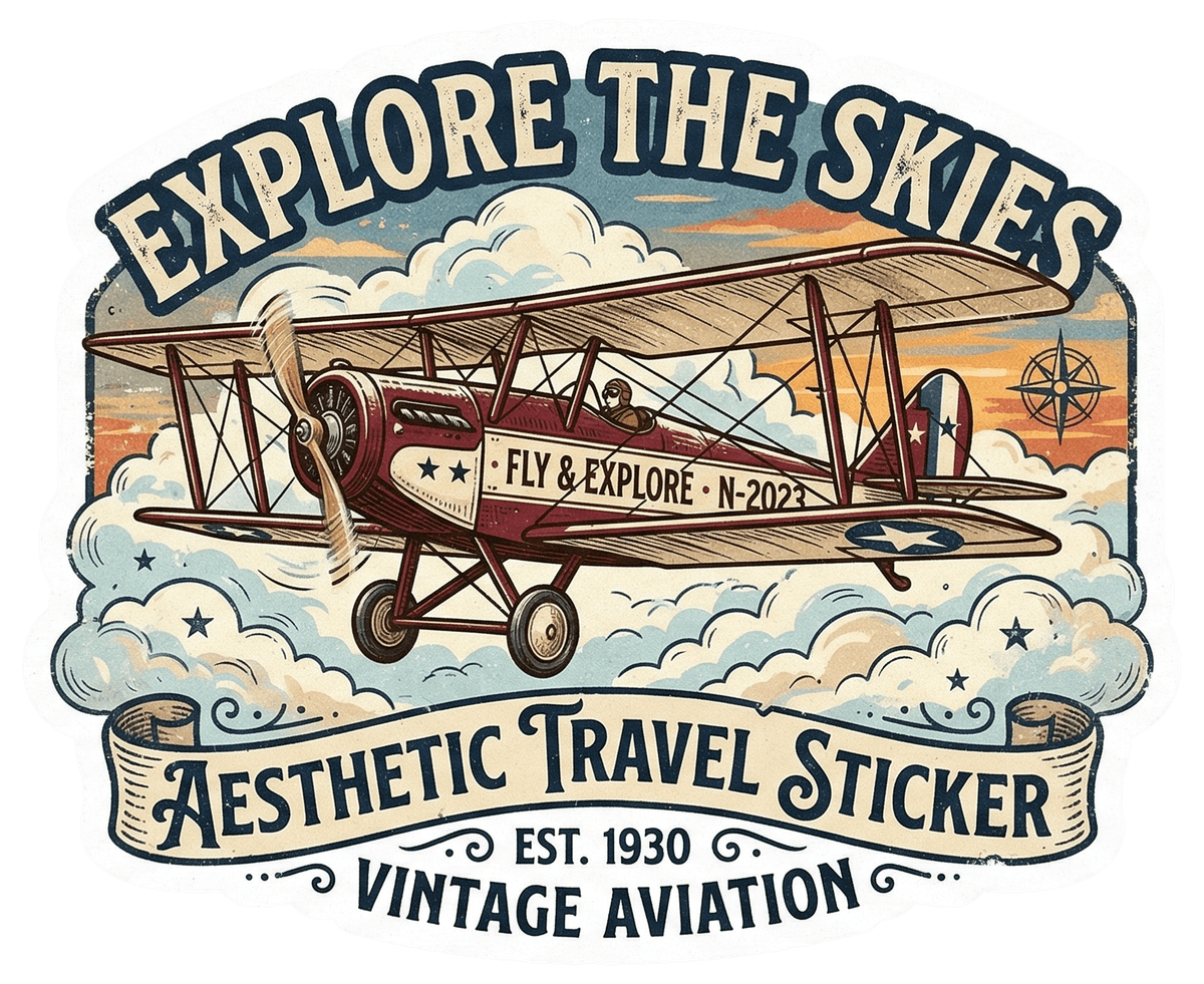Explore the Skies Vintage Aviation Sticker