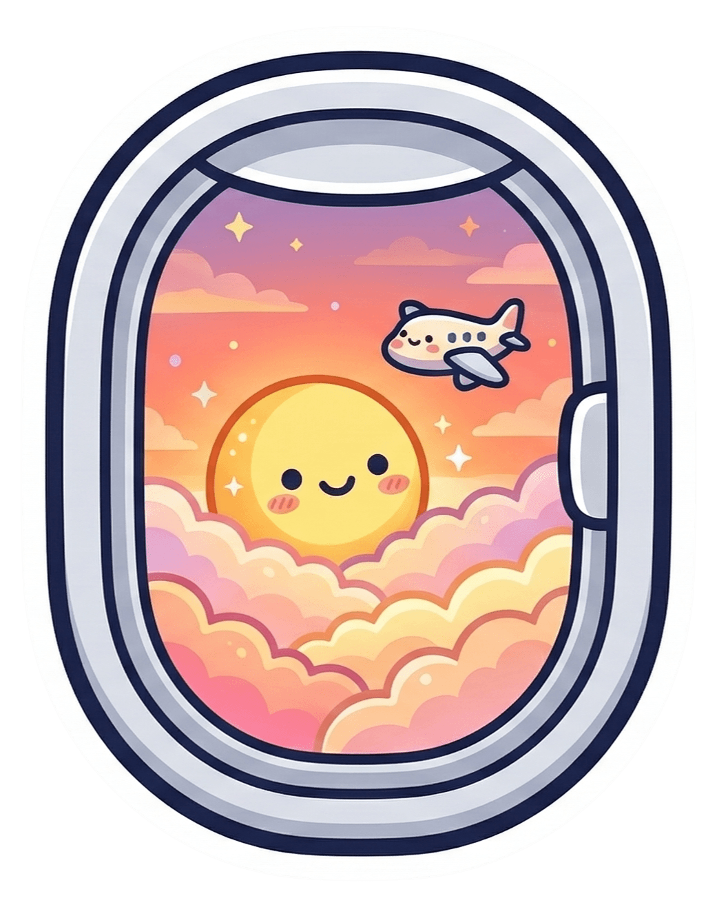 Kawaii Window Seat Sunset Sticker