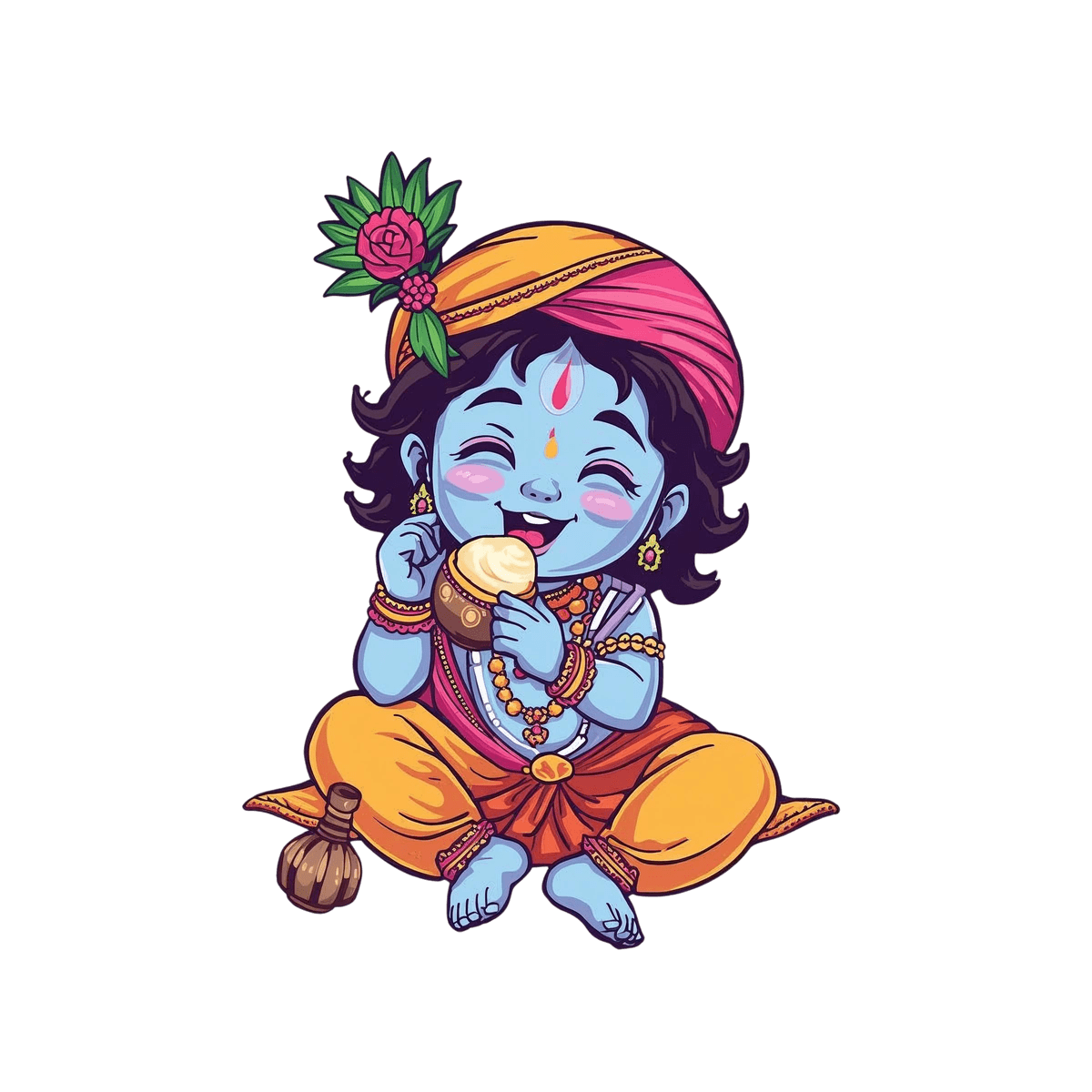 Little Krishna Enjoying Makkhan Sticker
