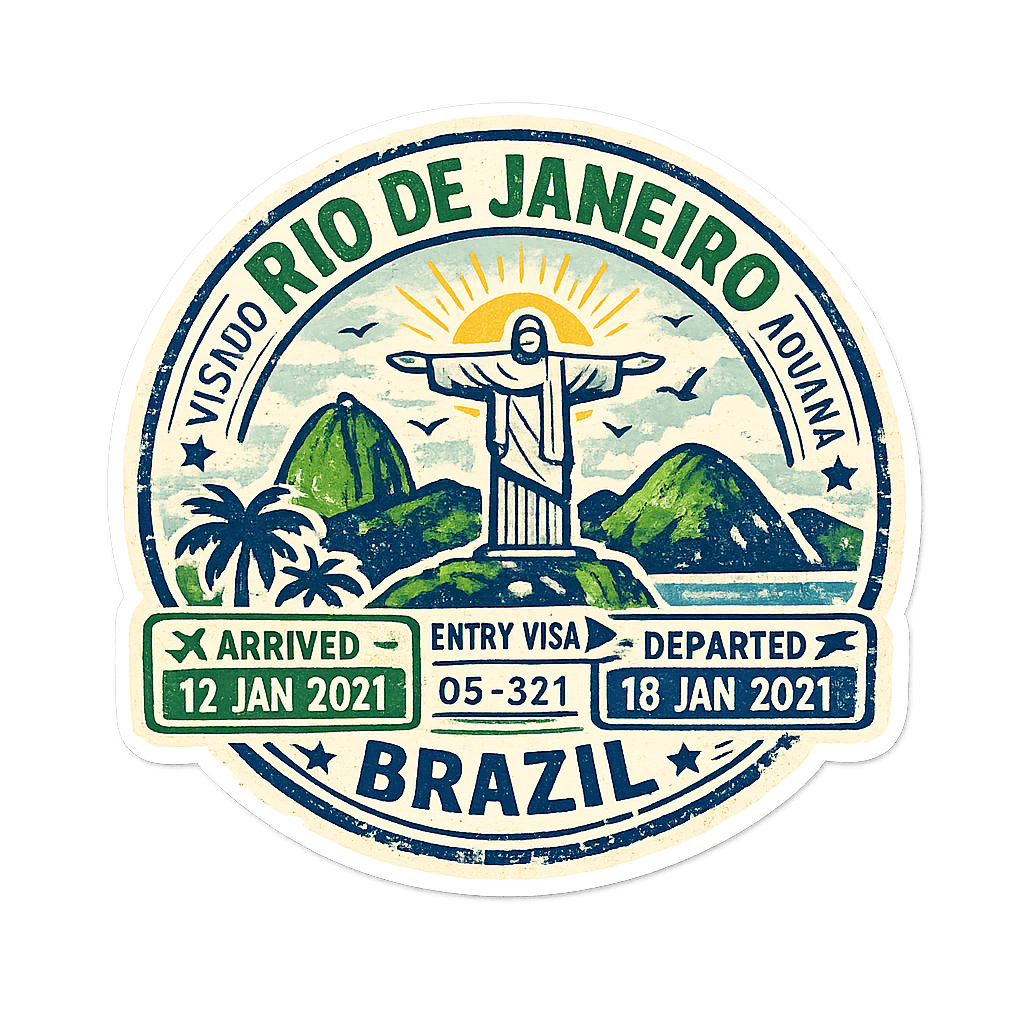Rio de Janeiro Brazil Passport Stamp Travel Sticker – Vintage Visa Style Adventure Decal
