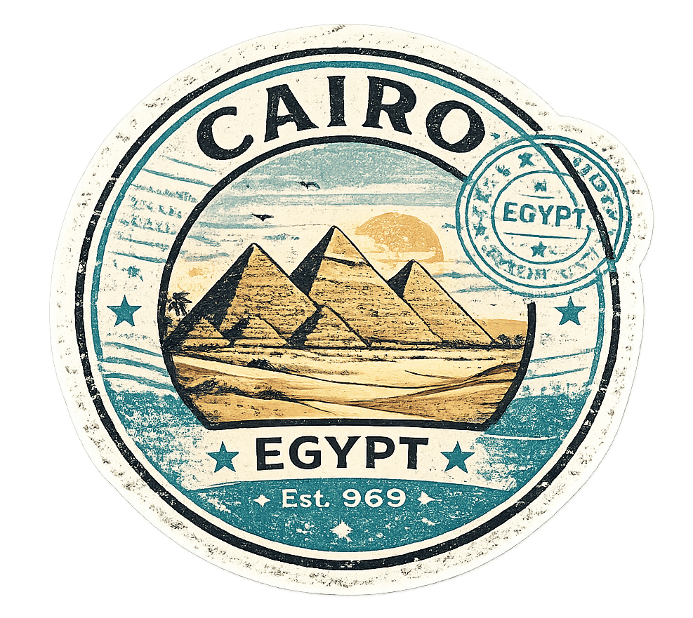 Cairo, Egypt Vintage Passport Stamp Sticker