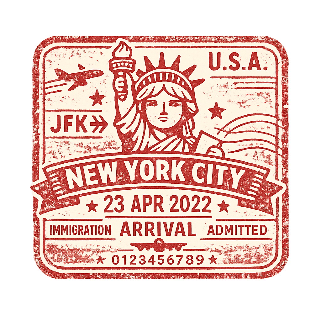 New York City Vintage Passport Stamp Sticker – Statue of Liberty Travel Badge