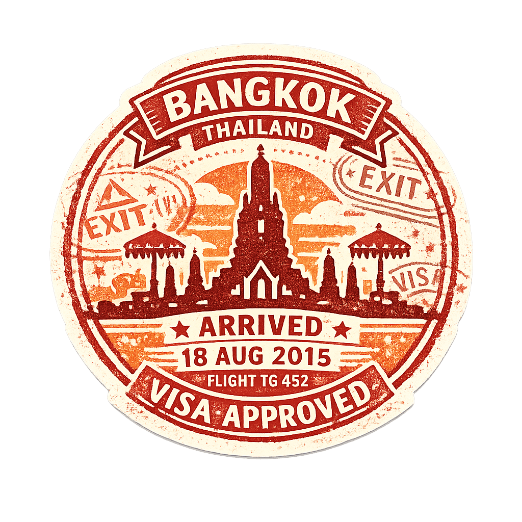 Bangkok, Thailand Vintage Passport Stamp Sticker – Visa Approved Travel Decal